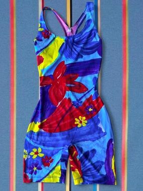 Vintage Danskin Abstract Brushstroke Leotard